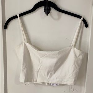 Luvalot white crop top woth silver zipper back